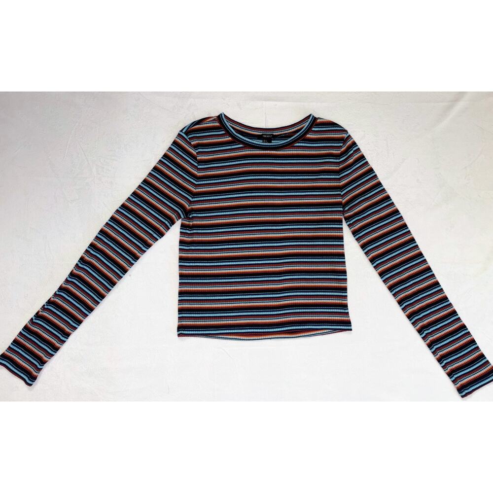 Forever 21 Juniors Size L Striped Crop Top Y2K, Grunge,